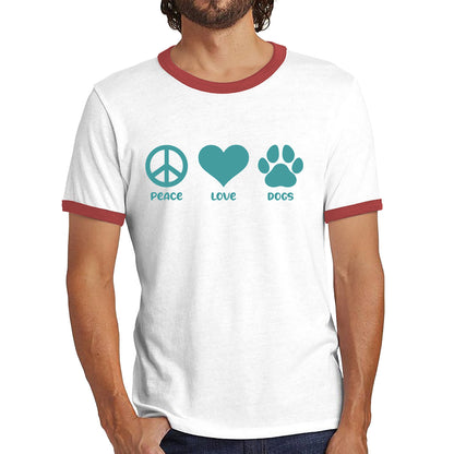 Peace Love Dogs Dog Paws Funny Dog Lovers Animal Pet Peace Logo Ringer T Shirt