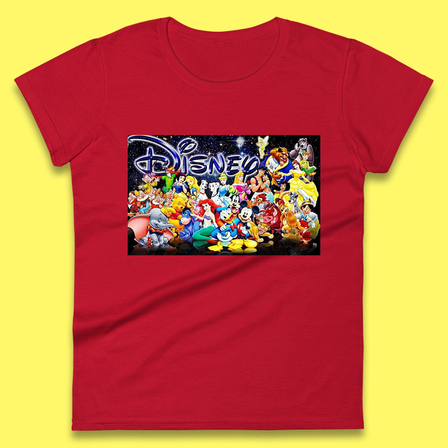 All Disney Fictional Characters Poster Disney Family Animated Cartoons Movies Characters Disney World Womens Tee Top