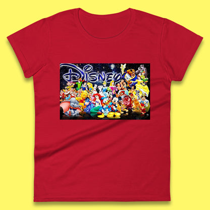 All Disney Fictional Characters Poster Disney Family Animated Cartoons Movies Characters Disney World Womens Tee Top