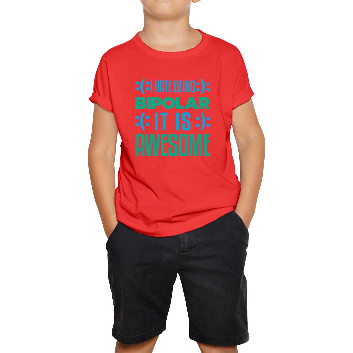 I Hate Being Bipolar It Is Awesome Bipolar Emotion Sad Happy Face Bipolar Disorder Kids Tee