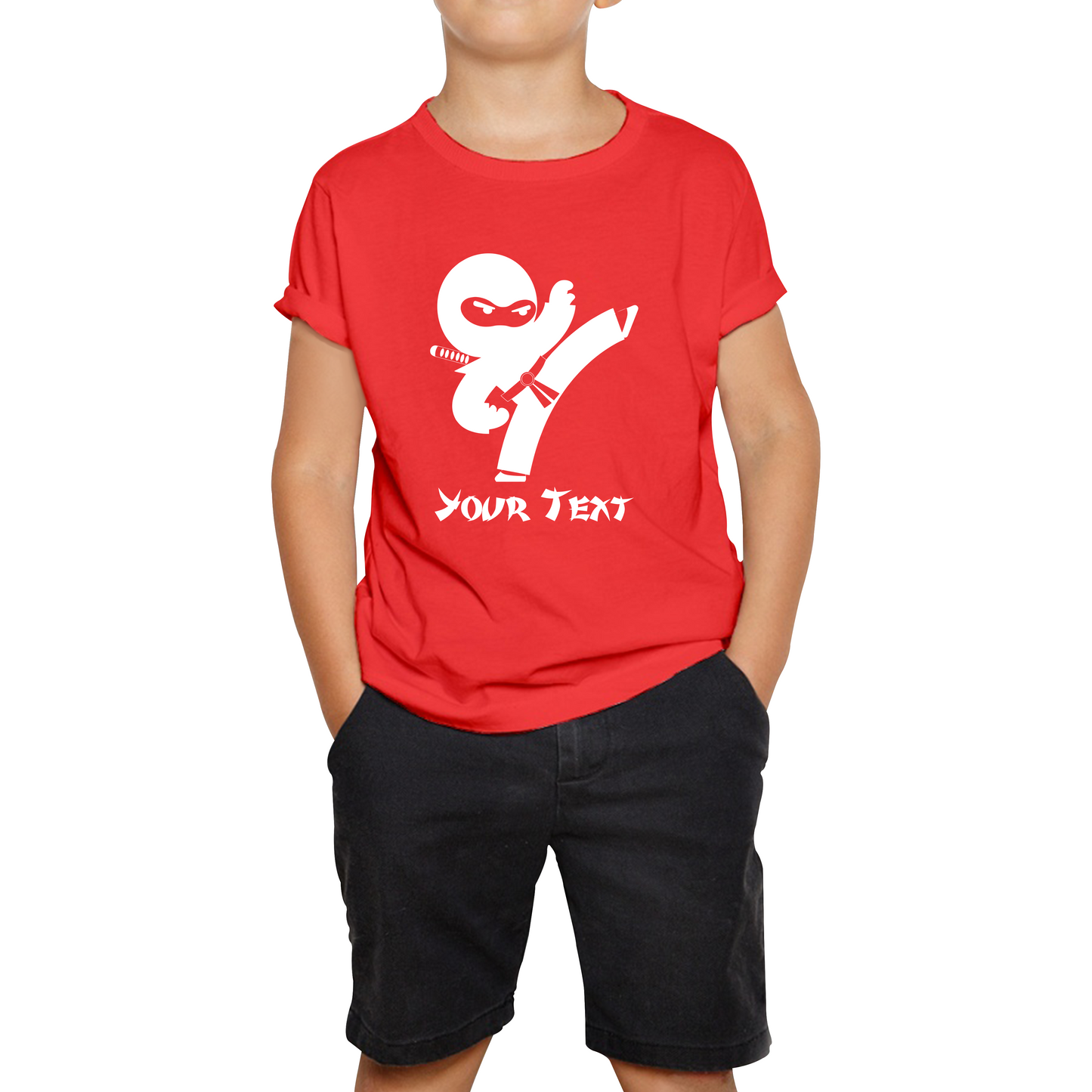 Personalised Ninja Your Name Retro Ninja Warrior Martial Arts Judo Karate Kids Tee