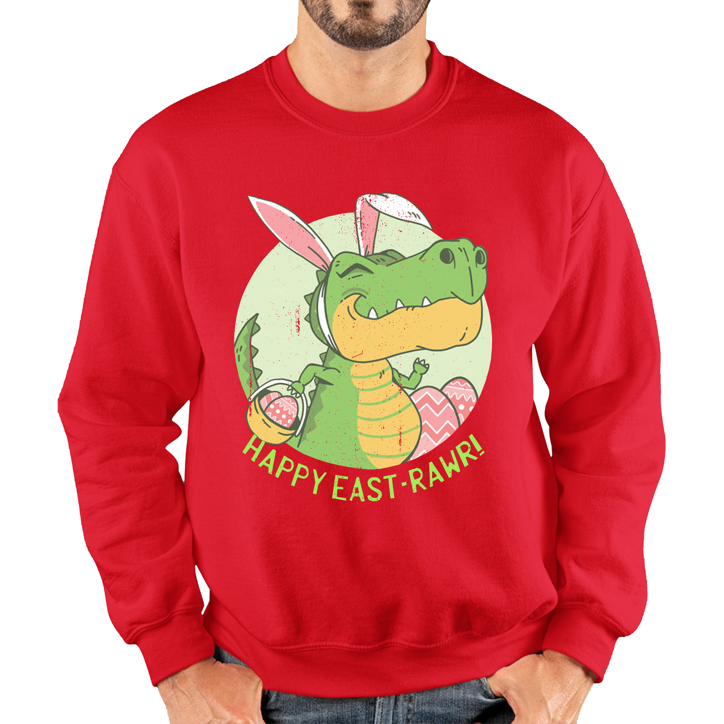 Happy Eastrawr Easter Bunny Dinosaur T-Rex RAWR Easter Egg Rabbit Funny Easter Day Unisex Sweatshirt