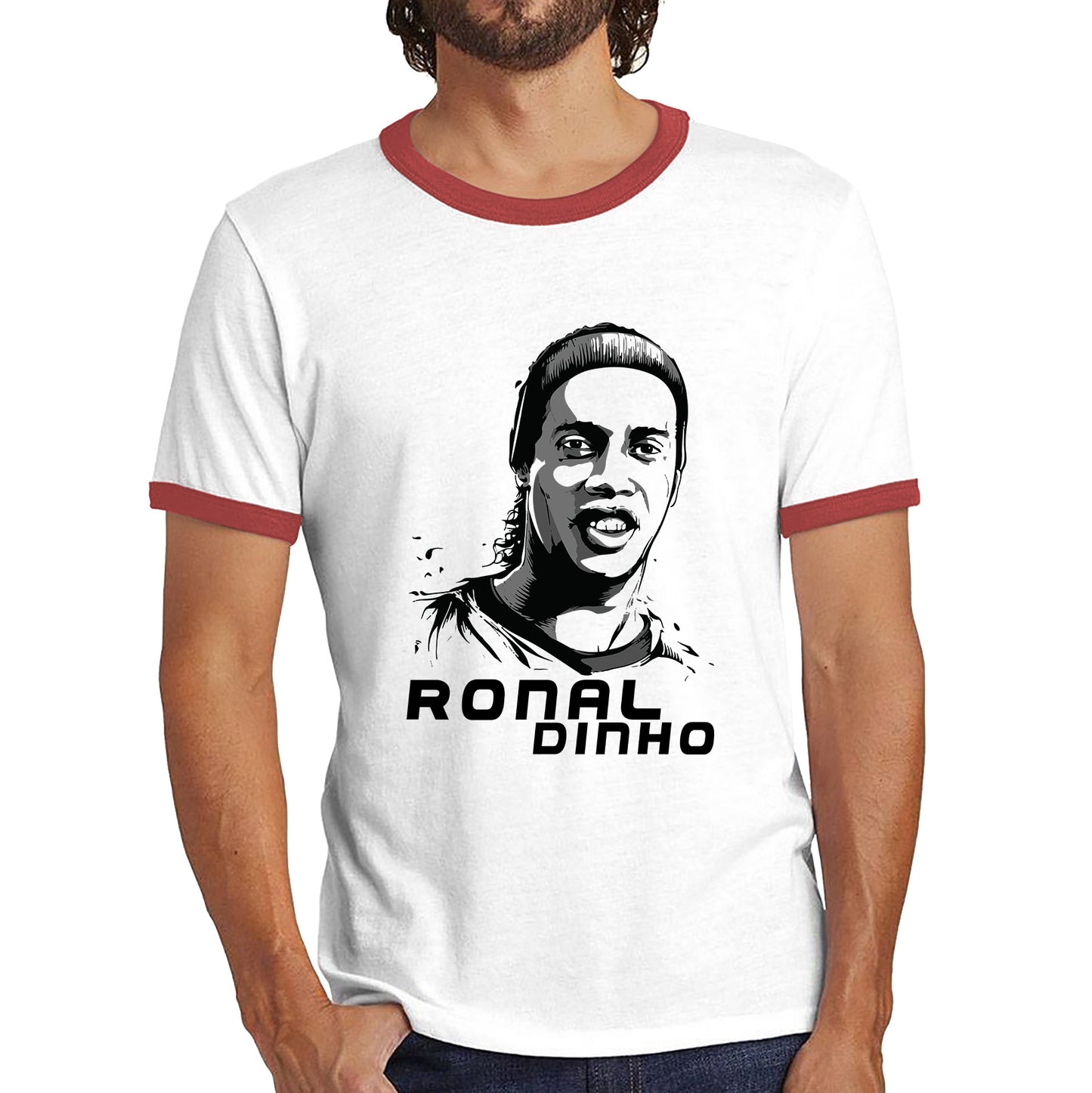 Football Player Retro Style Portrait Brazil Soccer Player Brazilian Retired Professional Footballer Sports Champion Ringer T Shirt