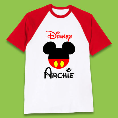 Personalised Disney Mickey Mouse Minnie Mouse Head Your Name Cute Character Disney World  Baseball T Shirt