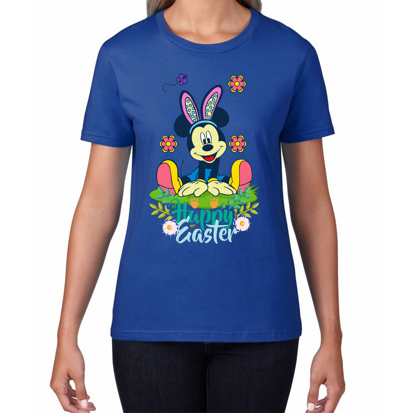 Happy Easter Mickey Mouse Bunny Easter Bunny Happy Easter Day Disney Land  Womens Tee Top