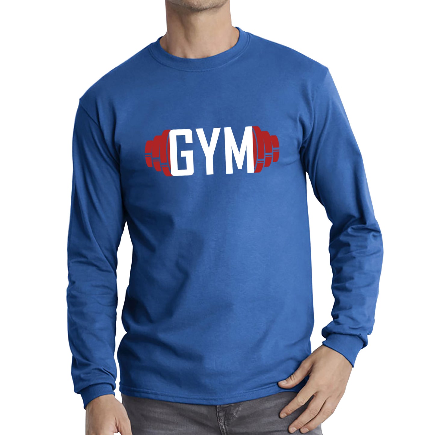 Gym Dumbell Gym Workout Fitness Bodybuilding Weight Lifting Training Long Sleeve T Shirt