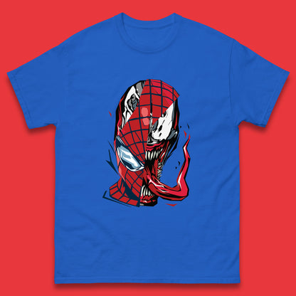 Marvel Spider-Man Maximum Venom Miles Morales Big Face Marvel Avenger Spider-Man & Venom Face Mens Tee Top