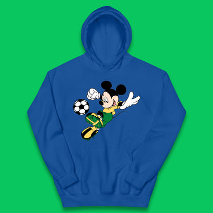 Mickey Mouse Kicking Football Soccer Player Disney Cartoon Mickey Soccer Player Football Team Kids Hoodie