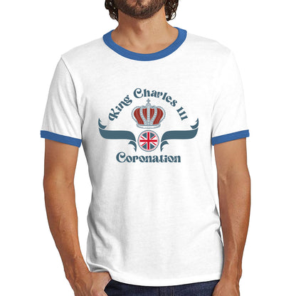 King Charles III Coronation Royal Crown CR III His Majesty Union Jack God Save The King Uk Flag Ringer T Shirt