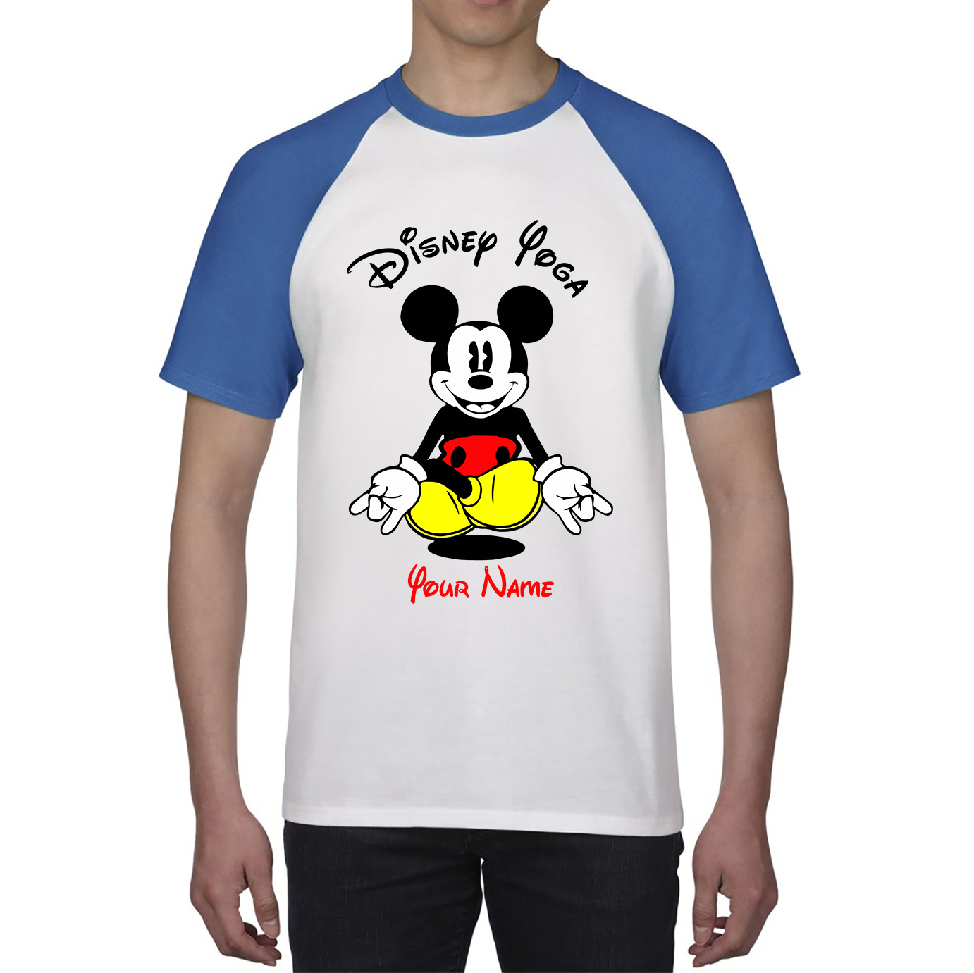 Personalised Disney Mickey Mouse Yoga Your Name Cute Cartoon Characters Baseball T Shirt