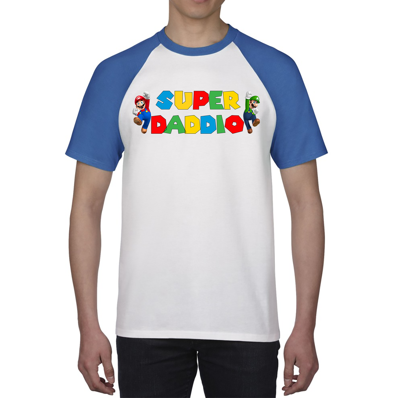 Super Daddio Funny Super Mario Fathers Day Love For Dad Daddy Funny Mario Bros Baseball T Shirt