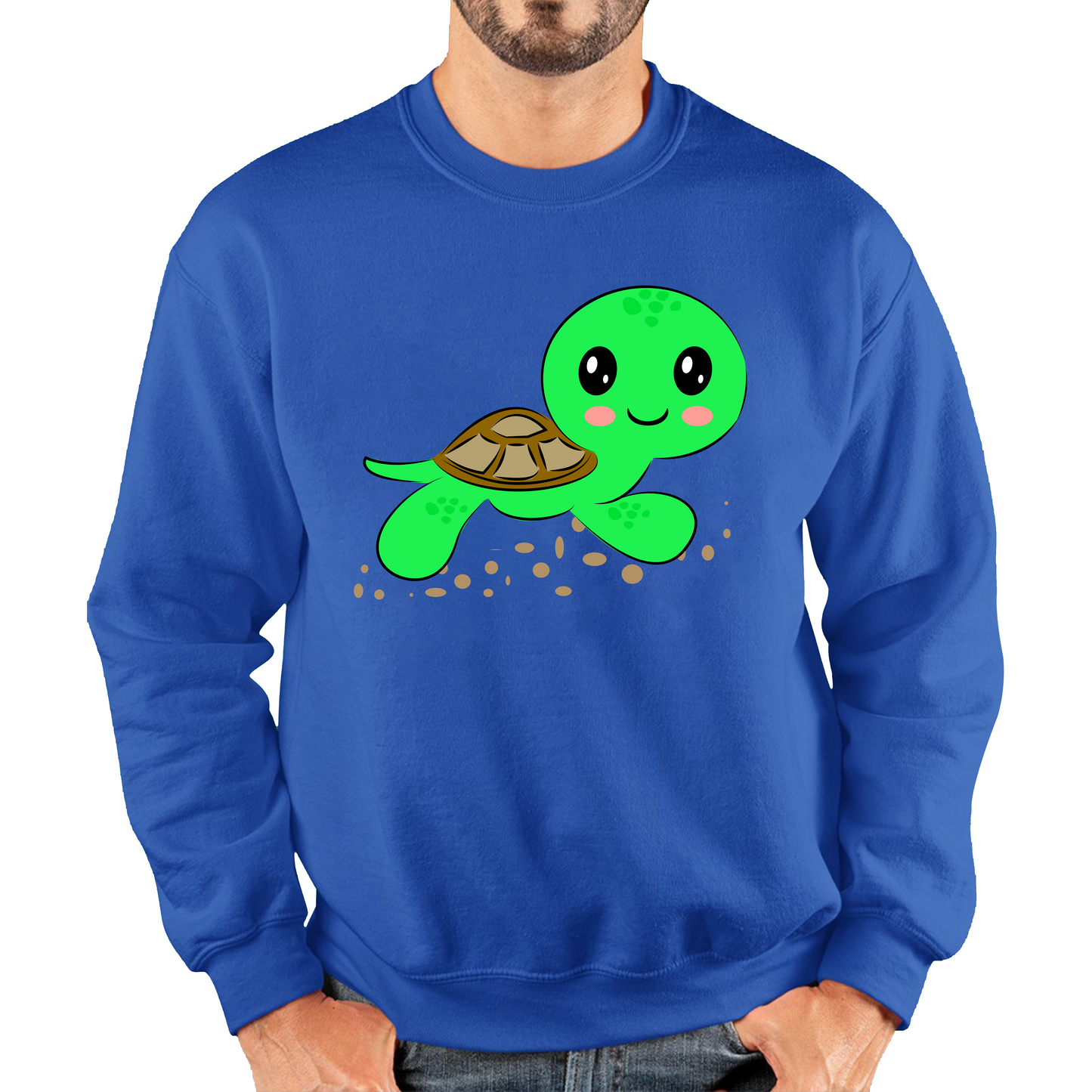 Swimming Cartoon Turtle, Funny Cute Little Sea Turtle Unisex Sweatshirt