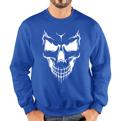 Skull Face Scary Horror Biker Racers Novelty Spooky Unisex Sweatshirt