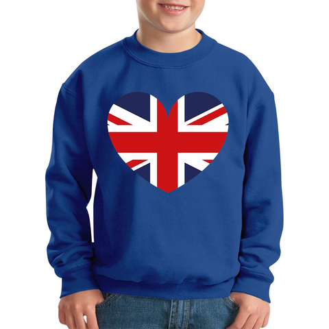 Uk Flag Heart Shape Battle Of Boyne's Queen Platinum Jubilee British Royal Kids Jumper