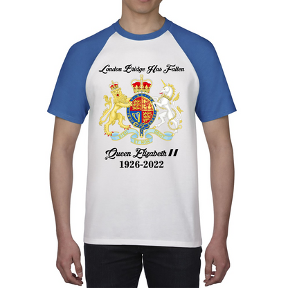 London Bridge Has Fallen Queen Elizabeth II Union Jack Queen's Crown Baseball T Shirt