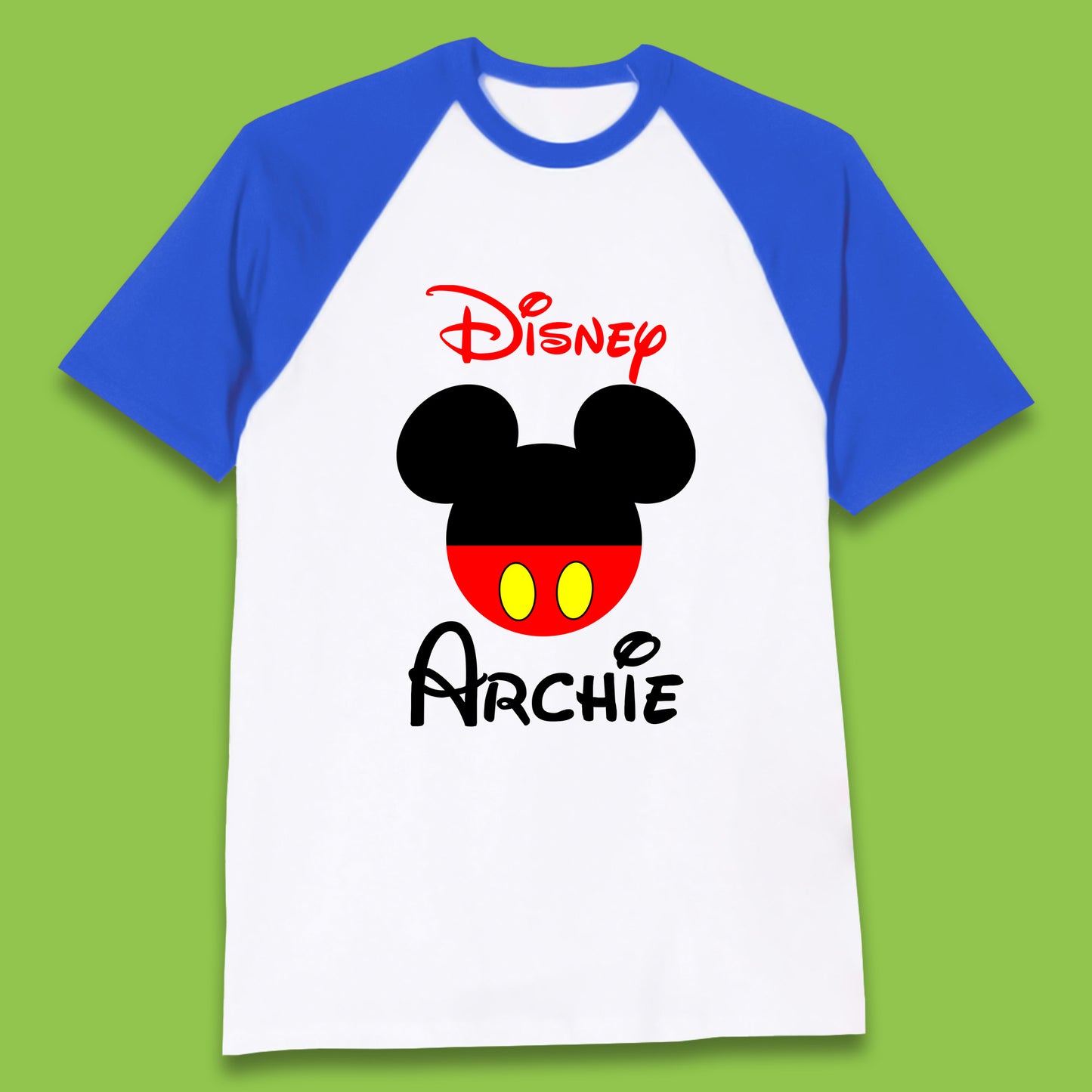 Personalised Disney Mickey Mouse Minnie Mouse Head Your Name Cute Character Disney World  Baseball T Shirt