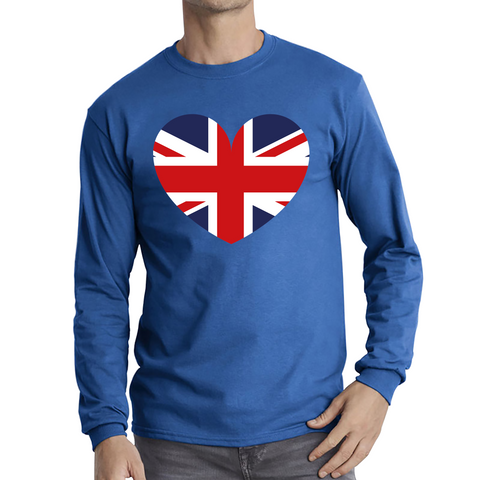 Uk Flag Heart Shape Battle Of Boyne's Queen Platinum Jubilee British Royal Long Sleeve T Shirt