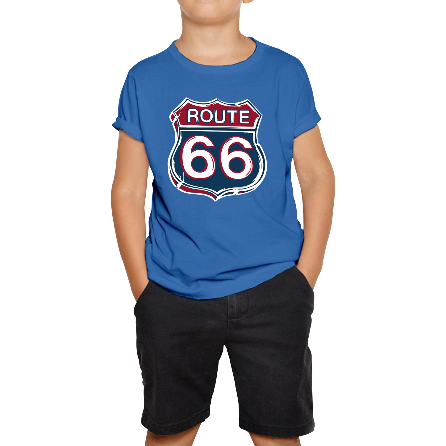 Route 66 Baseball Highway 66 US Biking Riding Highway Main Street of America Kids Tee