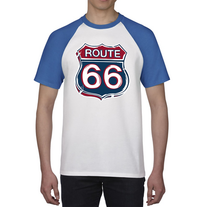 Route 66 Baseball Highway 66 US Biking Riding Highway Main Street of America Baseball T Shirt