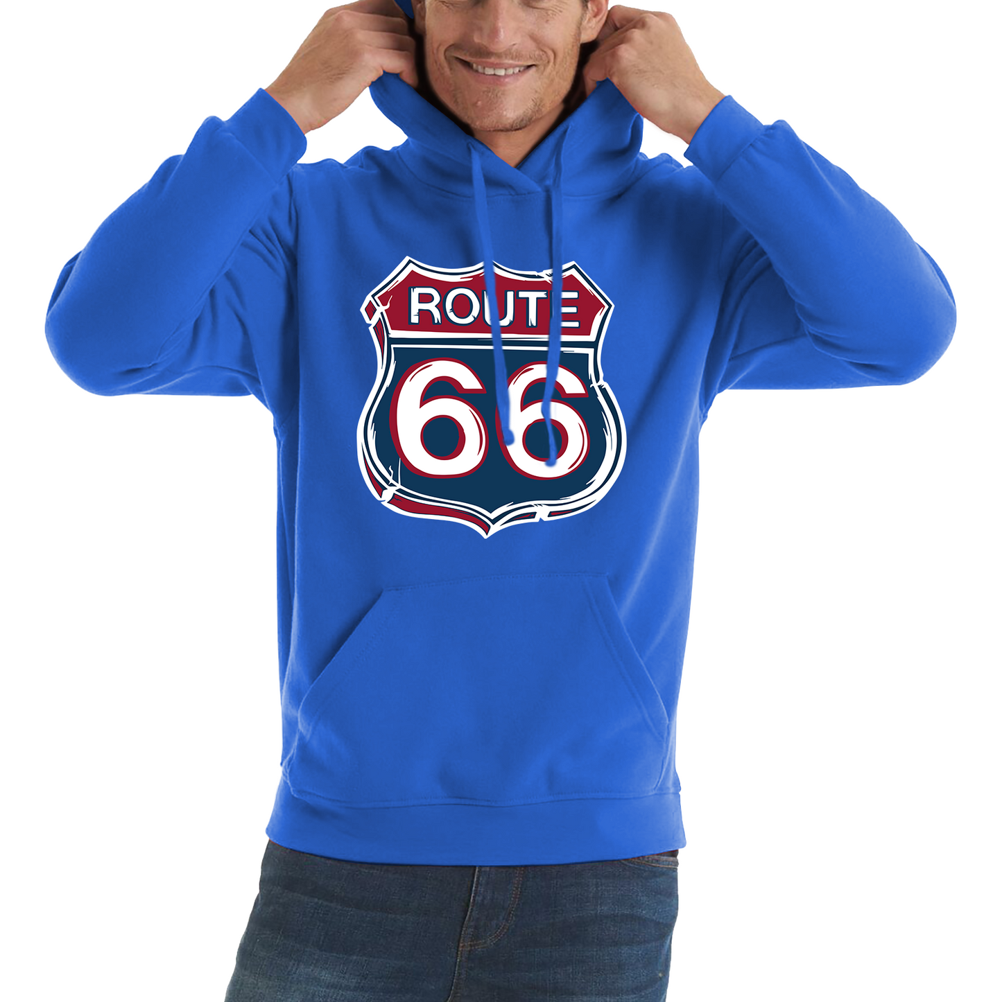 Route 66 Baseball Highway 66 US Biking Riding Highway Main Street of America Unisex Hoodie