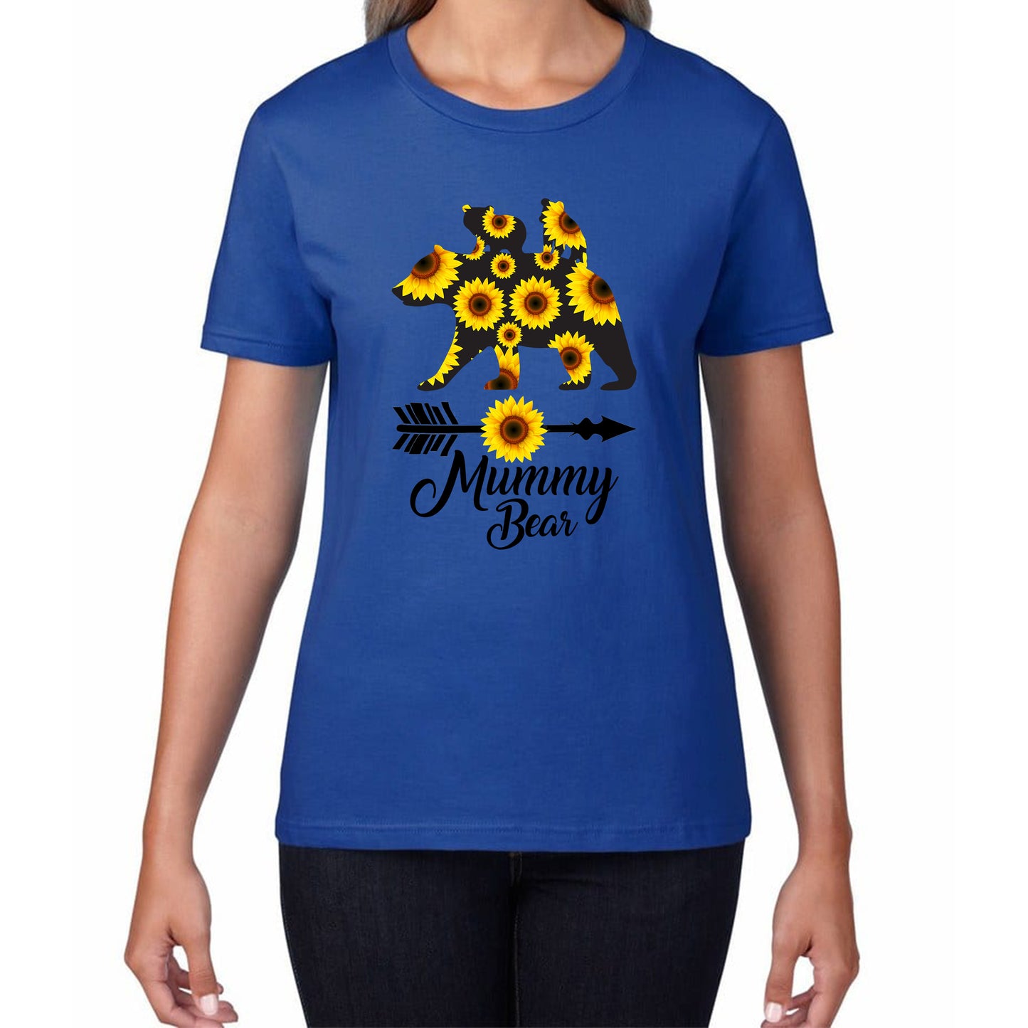 Mummy Bear Sunflower Women's Mama Bear Mother's Day Parent's Love Autism Awareness Womens Tee Top