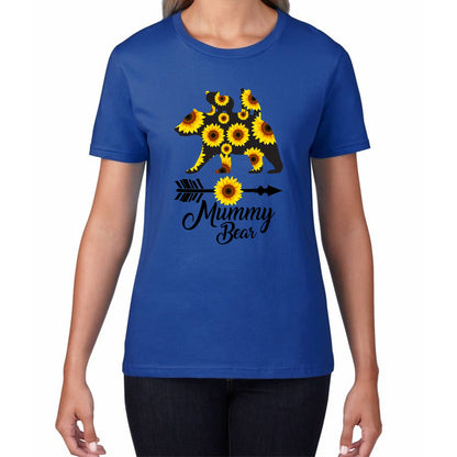 Mummy Bear Sunflower Women's Mama Bear Mother's Day Parent's Love Autism Awareness Womens Tee Top