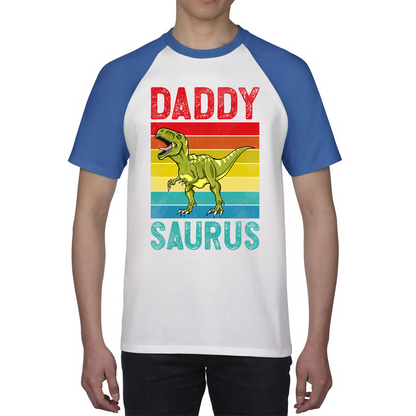 Daddy Saurus Funny T-Rex Father's Day Vintage Dinosaur Animal Baseball T Shirt