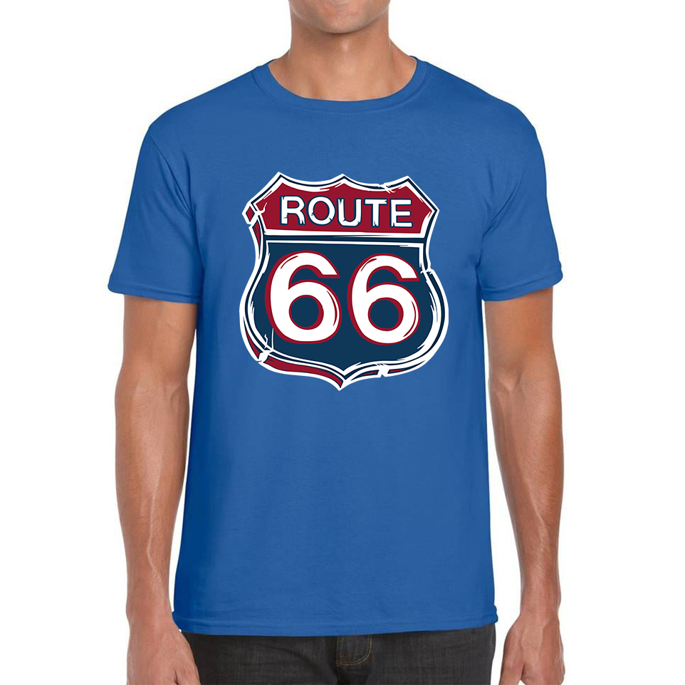 Route 66 Baseball Highway 66 US Biking Riding Highway Main Street of America Mens Tee Top