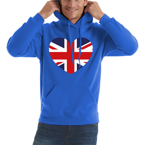 Uk Flag Heart Shape Battle Of Boyne's Queen Platinum Jubilee British Royal Unisex Hoodie