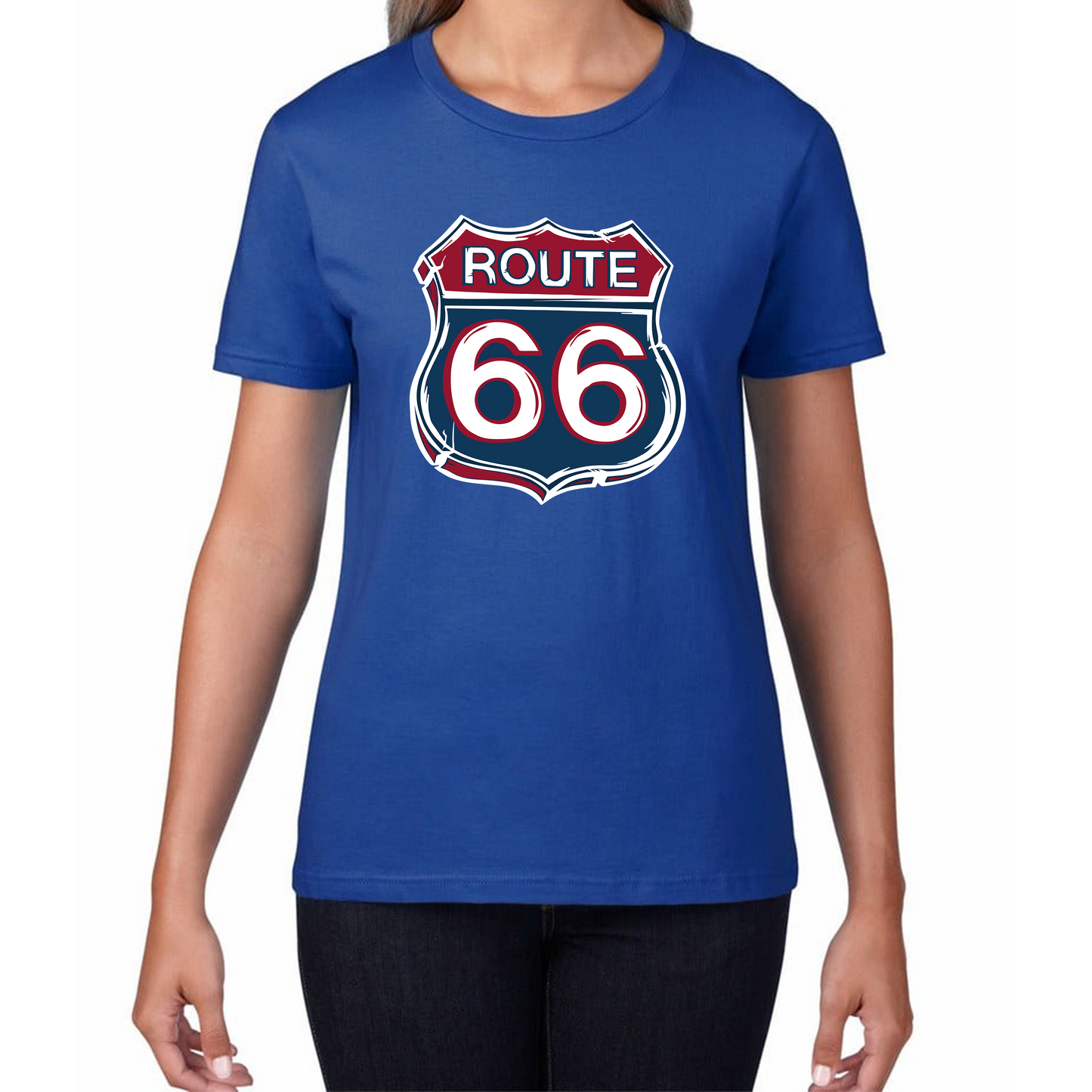 Route 66 Baseball Highway 66 US Biking Riding Highway Main Street of America Womens Tee Top