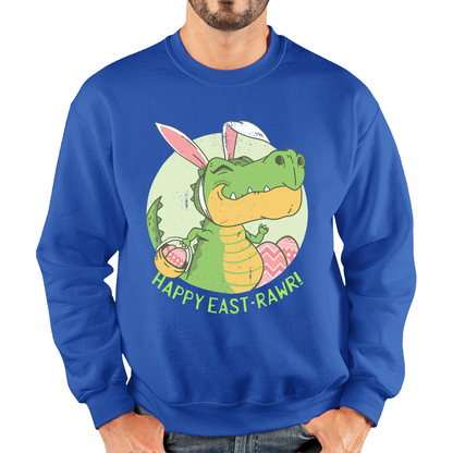 Happy Eastrawr Easter Bunny Dinosaur T-Rex RAWR Easter Egg Rabbit Funny Easter Day Unisex Sweatshirt