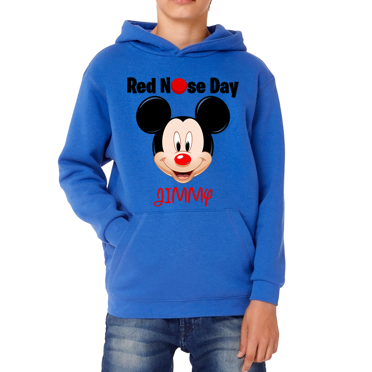 Personalised Mickey Mouse ( Name ) Red Nose Day Hoodie