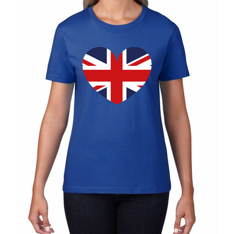 Uk Flag Heart Shape Battle Of Boyne's Queen Platinum Jubilee British Royal Womens Tee Top