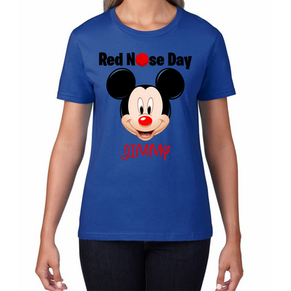 Personalised Mickey Mouse ( Name ) Red Nose Day T Shirt