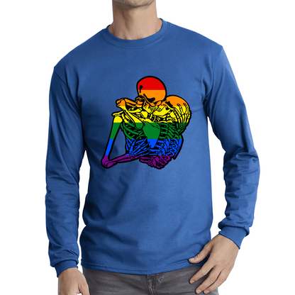 Kissing Skeletons Gay Pride LGBT Gay Skull Halloween LGBTQ+ Rainbow Pride Month Long Sleeve T Shirt