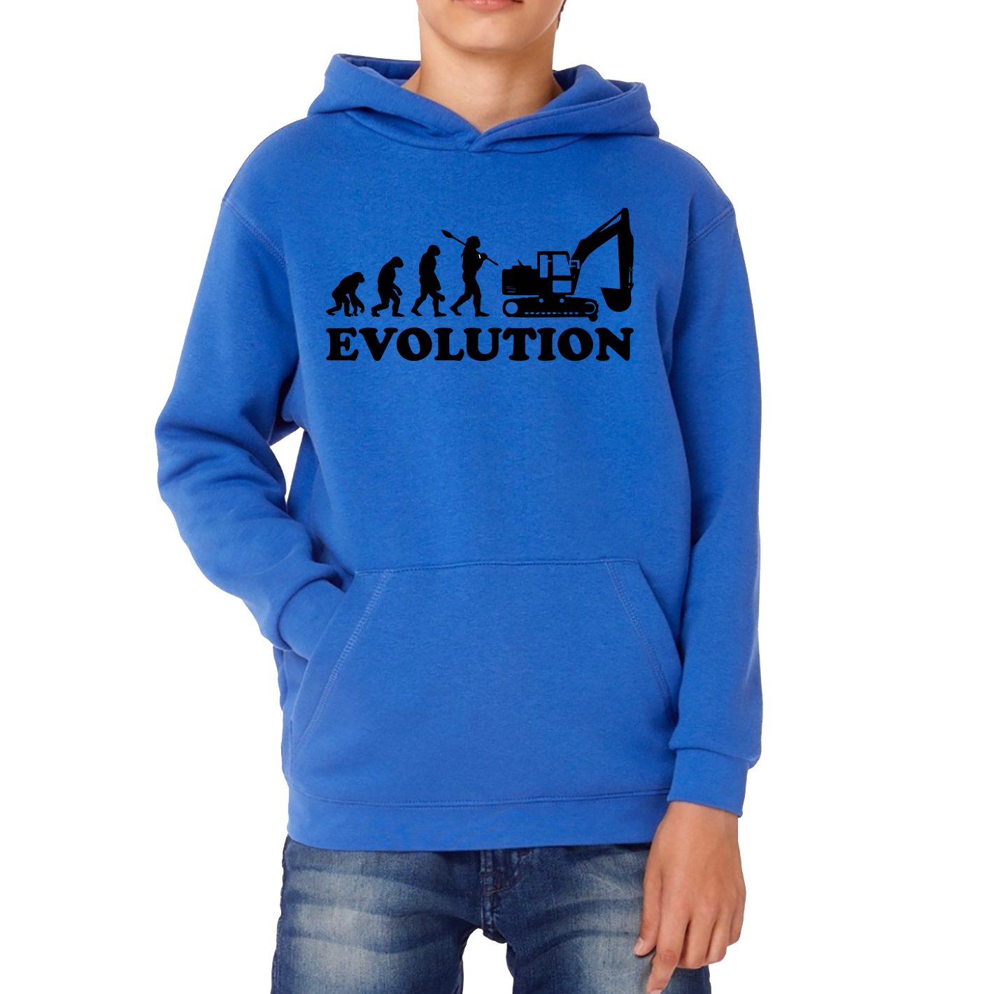 Evolution Of Excavator Operator Bulldozer Construction Digger Excavator Kids Hoodie