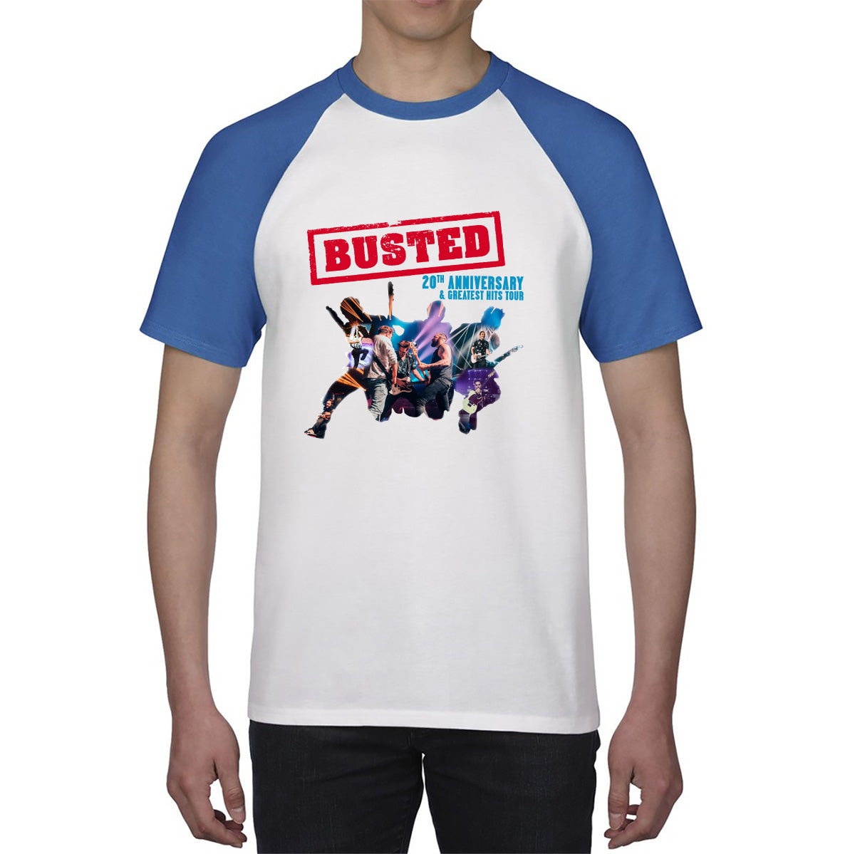 Busted 20th Anniversary & Greatest Hits Tour Busted Singers Pop Punk Music Band Baseball T Shirt