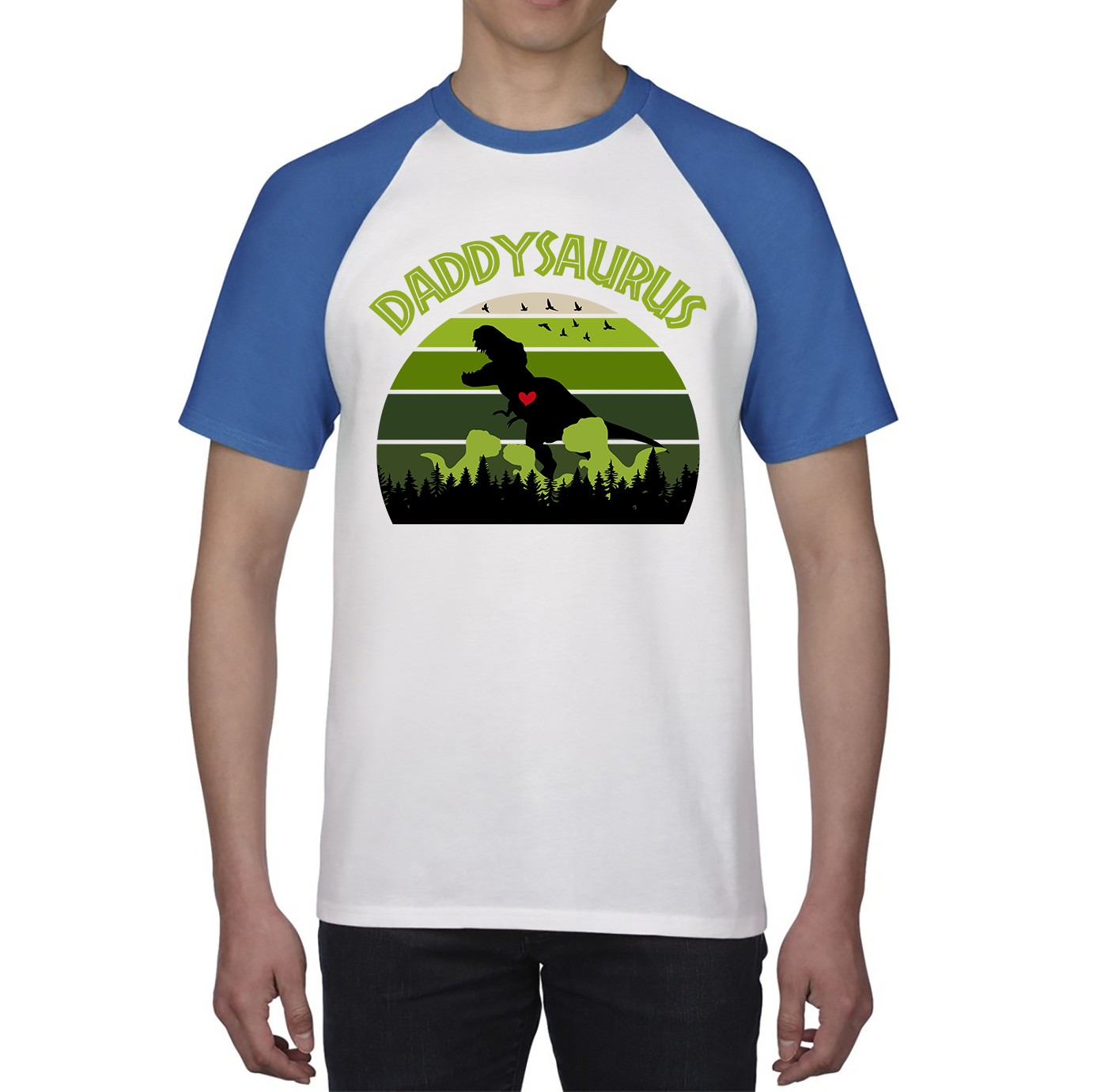 Daddy Saurus Funny T-Rex Fathers Day Vintage Dinosaur Dino World Animal Baseball T Shirt