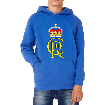 Royal Cypher King Charles III Coronation CR III Ruling Monarch Of Uk Royal Crown Great Britain Kids Hoodie