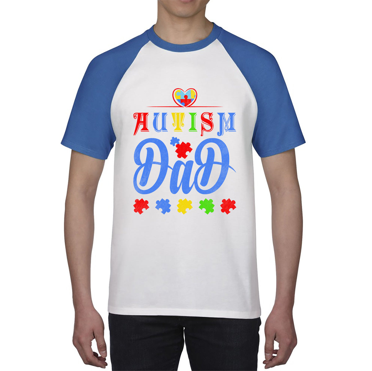 Autism Dad Autism Awareness Month Autism Support Proud Dad Autism Acceptance Puzzle Piece Baseball T Shirt