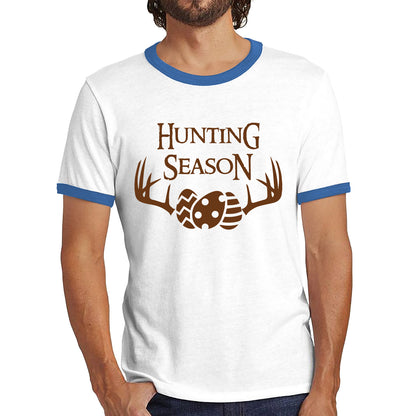 Easter Hunting Season Funny Easter Gift Rabbit Eggs Cute Bunny Deer Hunt Happy Easter Sunday Ringer T Shirt