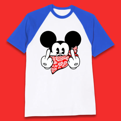 Fuck You Mickey Mouse Middle Fingers Funny Bad Ass Sarcastic Disney Mickey Sarcasm Humor Joke Baseball T Shirt