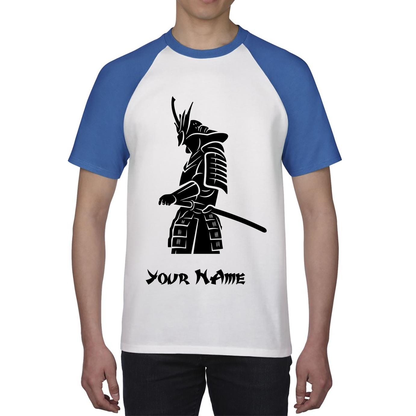 Personalised Samurai Your Name Japanese Retro Samurai Warrior Judo Karate MMA Swords Baseball T Shirt