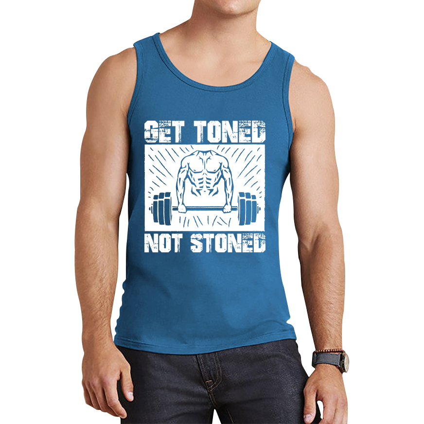 Get Toned Not Stoned Workout Muscles Fitness Motivational Gym Tank Top