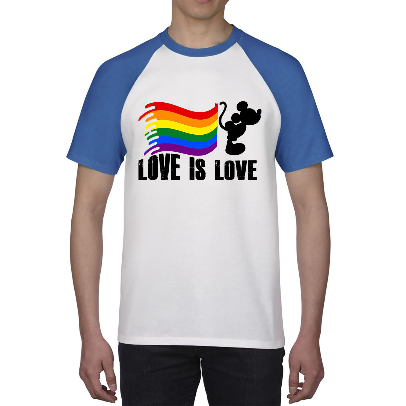 Love Is Love Disney Mickey Mouse Pride Flag Disneyland LGBT Flag Cartoon Pride Baseball T Shirt