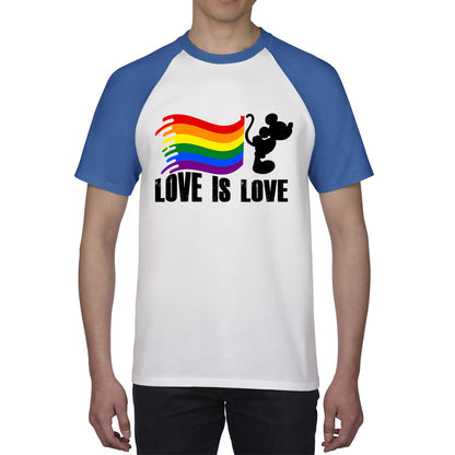 Love Is Love Disney Mickey Mouse Pride Flag Disneyland LGBT Flag Cartoon Pride Baseball T Shirt