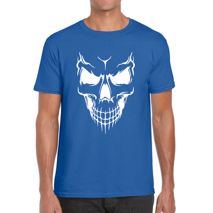 Skull Face Scary Horror Biker Racers Novelty Spooky Mens Tee Top