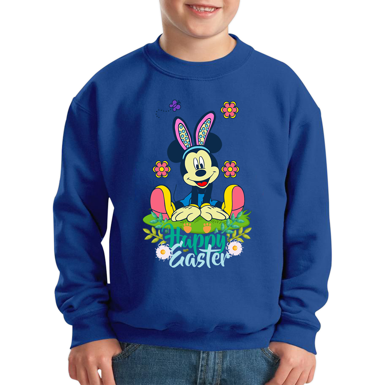 Happy Easter Mickey Mouse Bunny Easter Bunny Happy Easter Day Disney Land  Kids Jumper