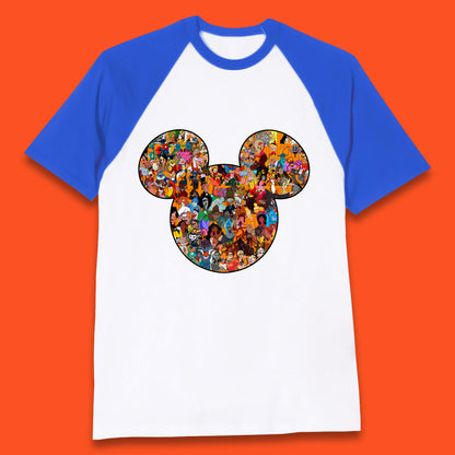 Disney Mickey Mouse Minnie Mouse Head All Disney Characters Together Disney Family Animated Cartoons Movies Characters Disney World Baseball T Shirt