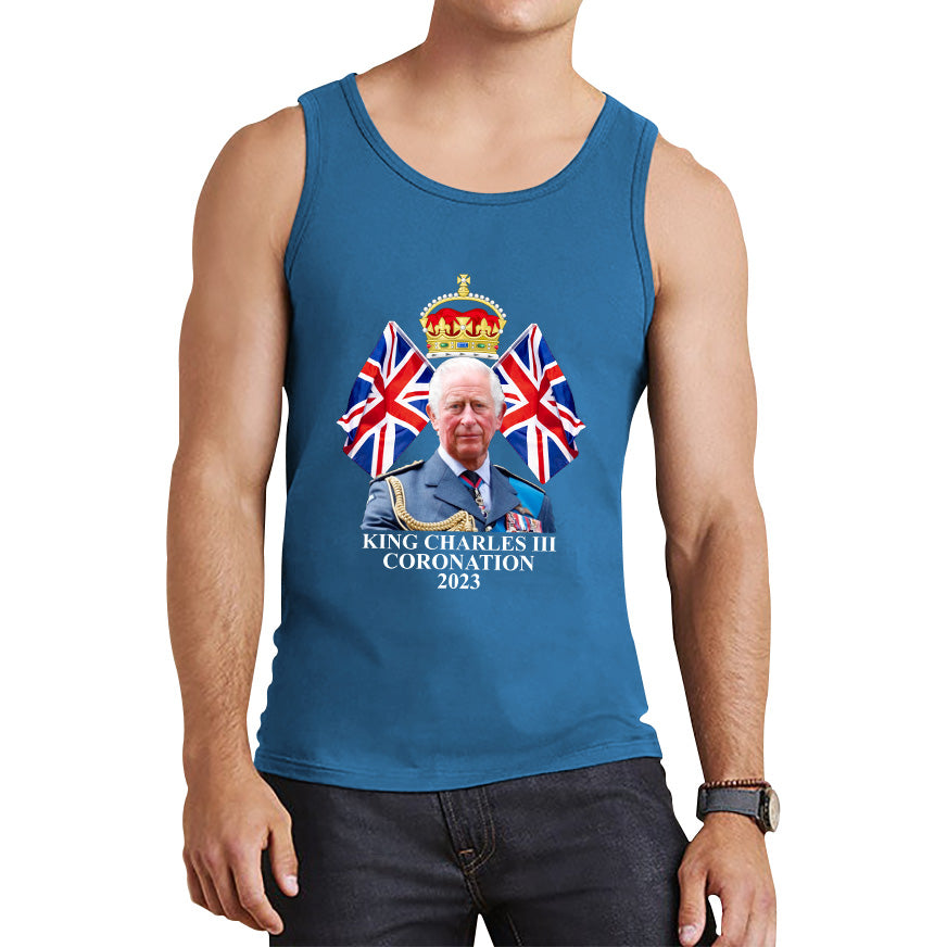 King Charles III Coronation 2023 British United Kingdom Uk Flags CR III Royal Crown Ruling Monarch Of England Tank Top